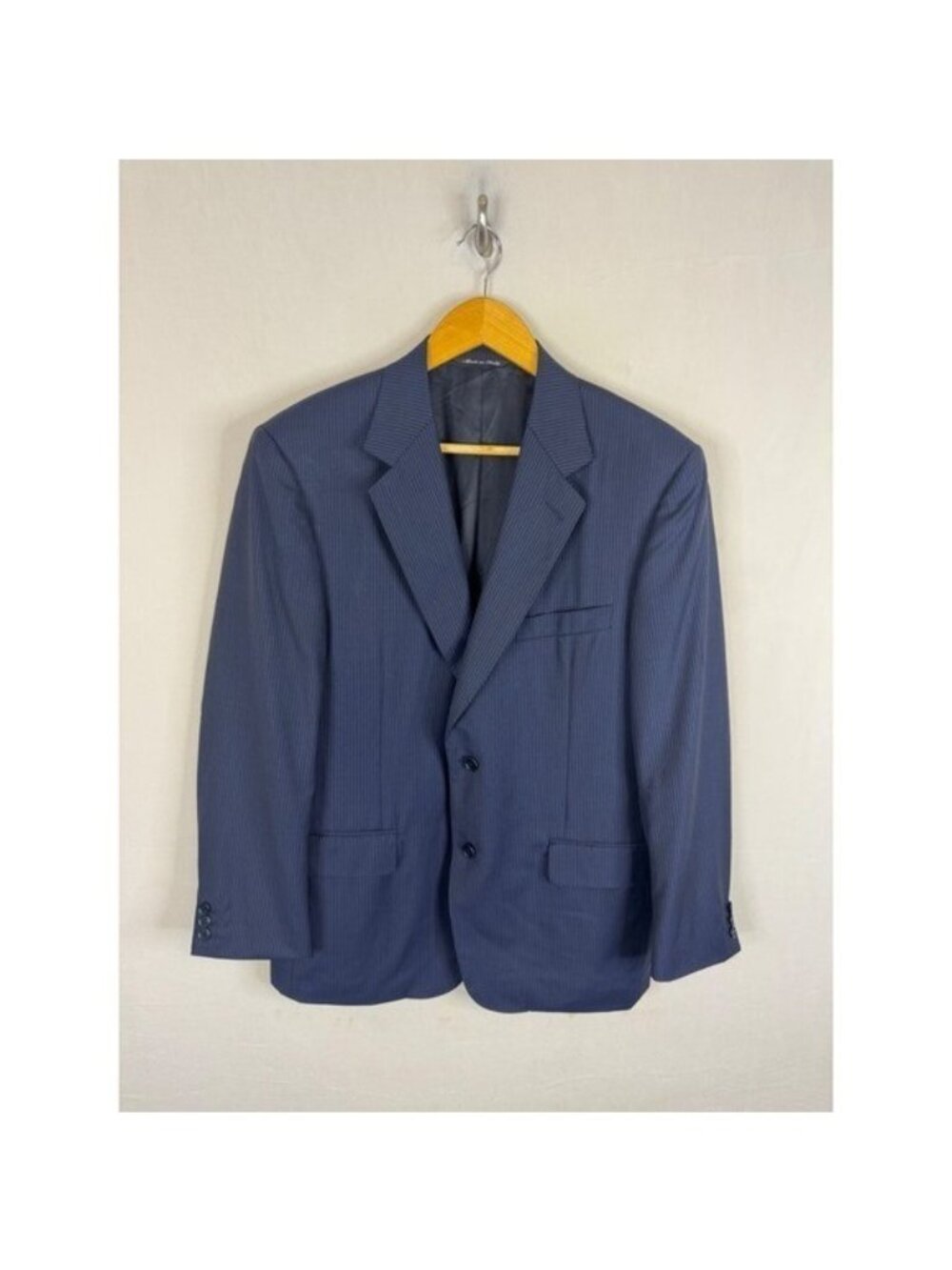 Canali Mens Navy Blue Pinstripe Pure Wool Blazer Jacket Made in Italy Men 42